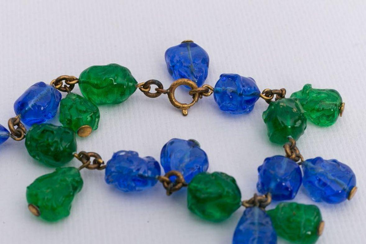 Ensemble de collier et bracelet de perles en verre baroque en vente 3