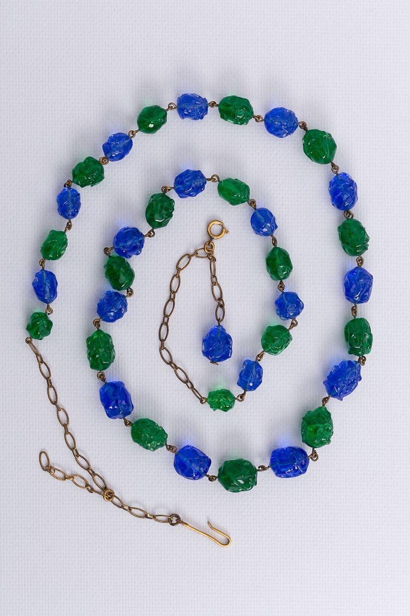 Set of Necklace and Bracelet in Baroque Glass Beads For Sale 4