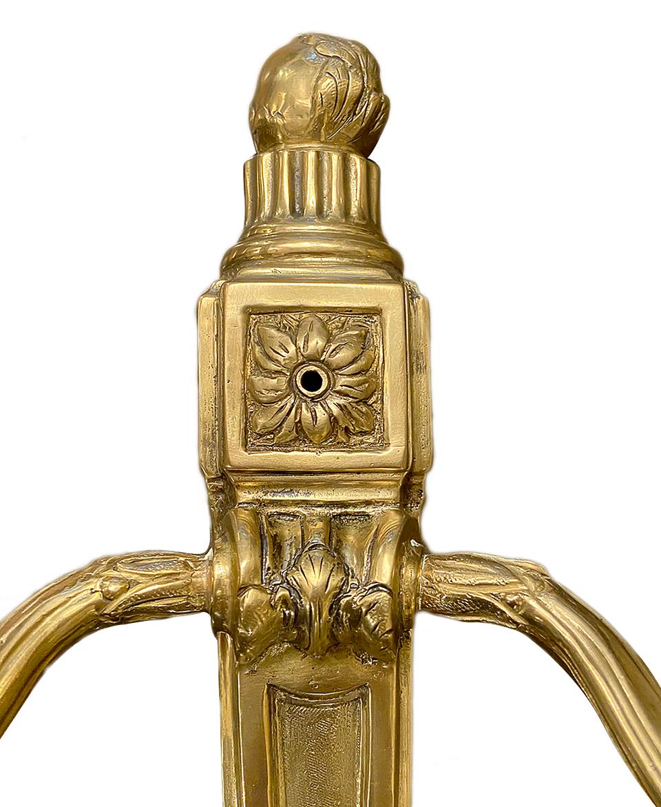Early 20th Century Set of Neoclassic American Gilt Bronze Sconces, Sold Per Pair For Sale