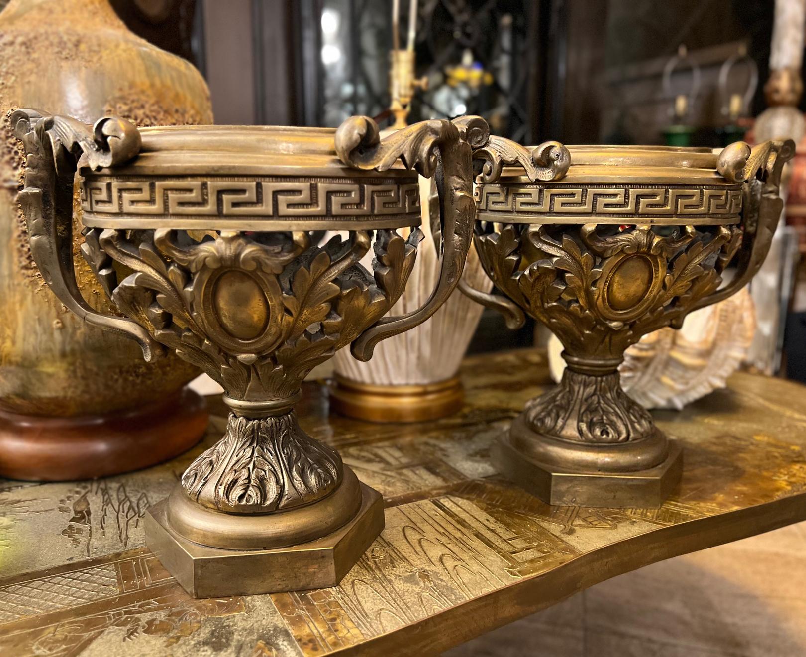 French Set of Neoclassic Bronze Cachepots For Sale