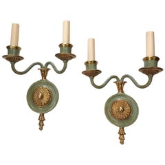 Set of Neoclassic Bronze Sconces with Painted Finish, Sold Per Pair
