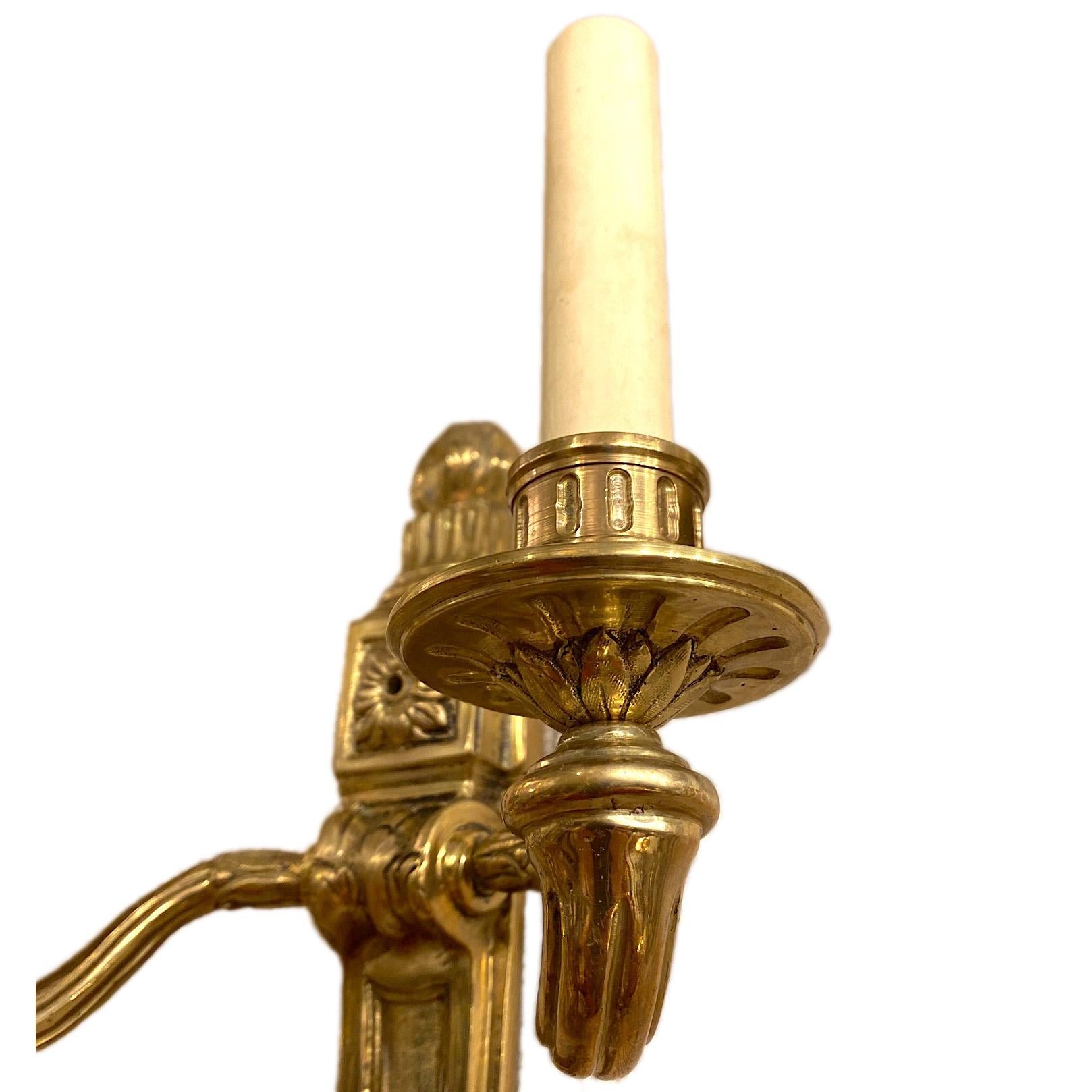 Set of Neoclassic Gilt Bronze Sconces, Sold Per Pair In Good Condition For Sale In New York, NY