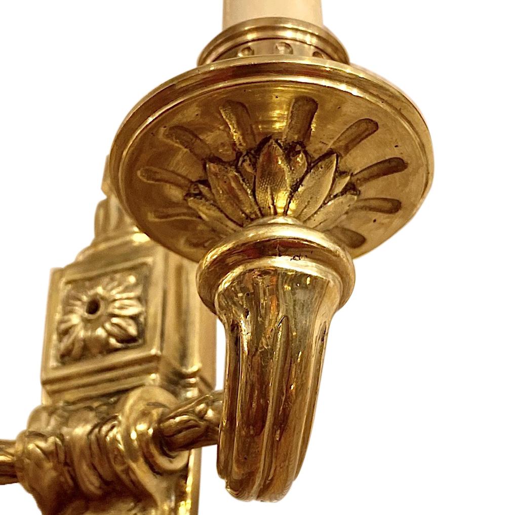 Mid-20th Century Set of Neoclassic Gilt Bronze Sconces, Sold Per Pair For Sale