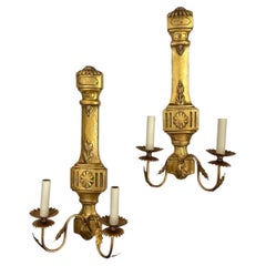 Set of Neoclassic Gilt Wood Sconces, Sold per Pair