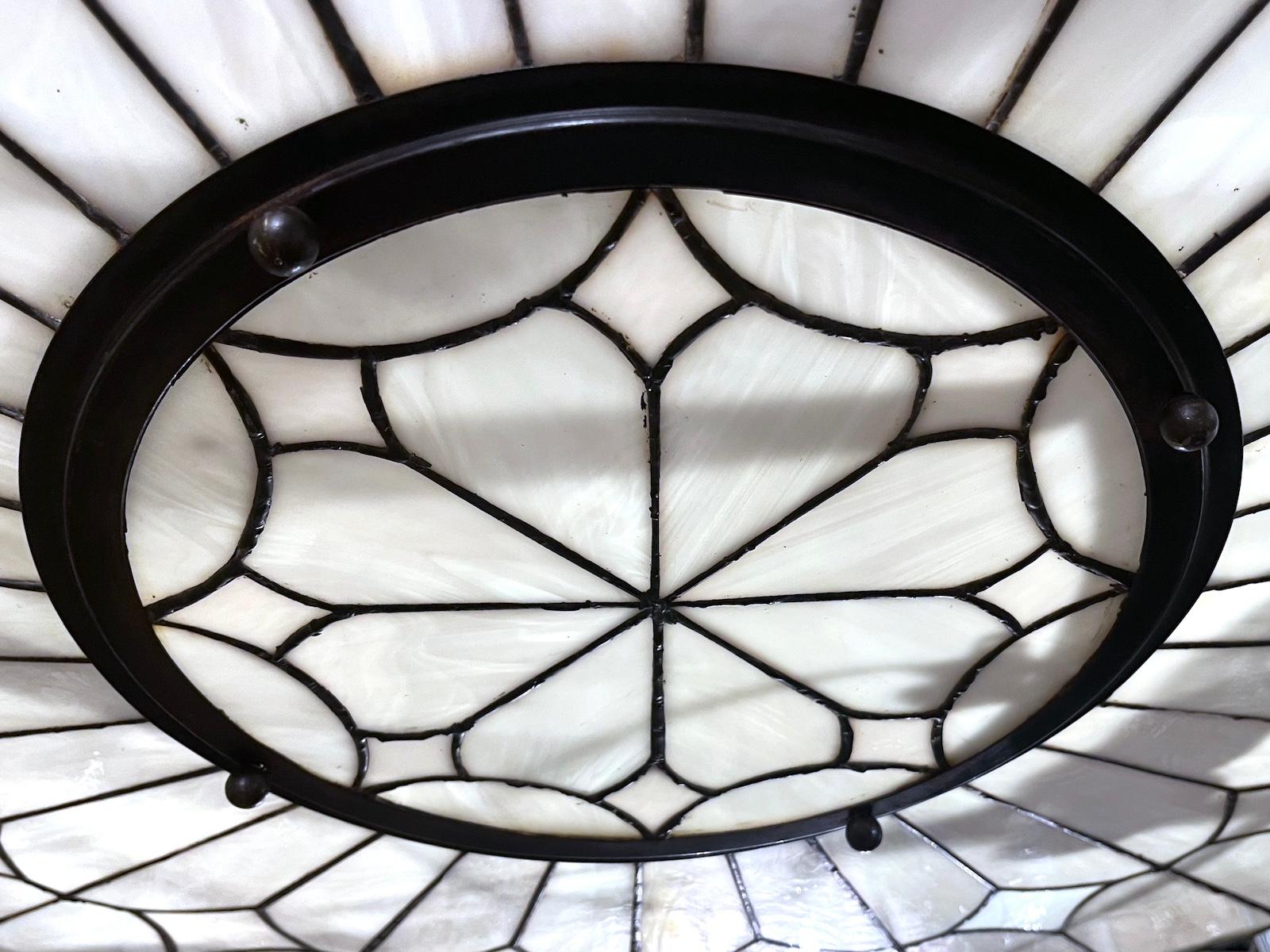 Set of Neoclassic Large Leaded Glass Fixtures, Sold Individually For Sale 4