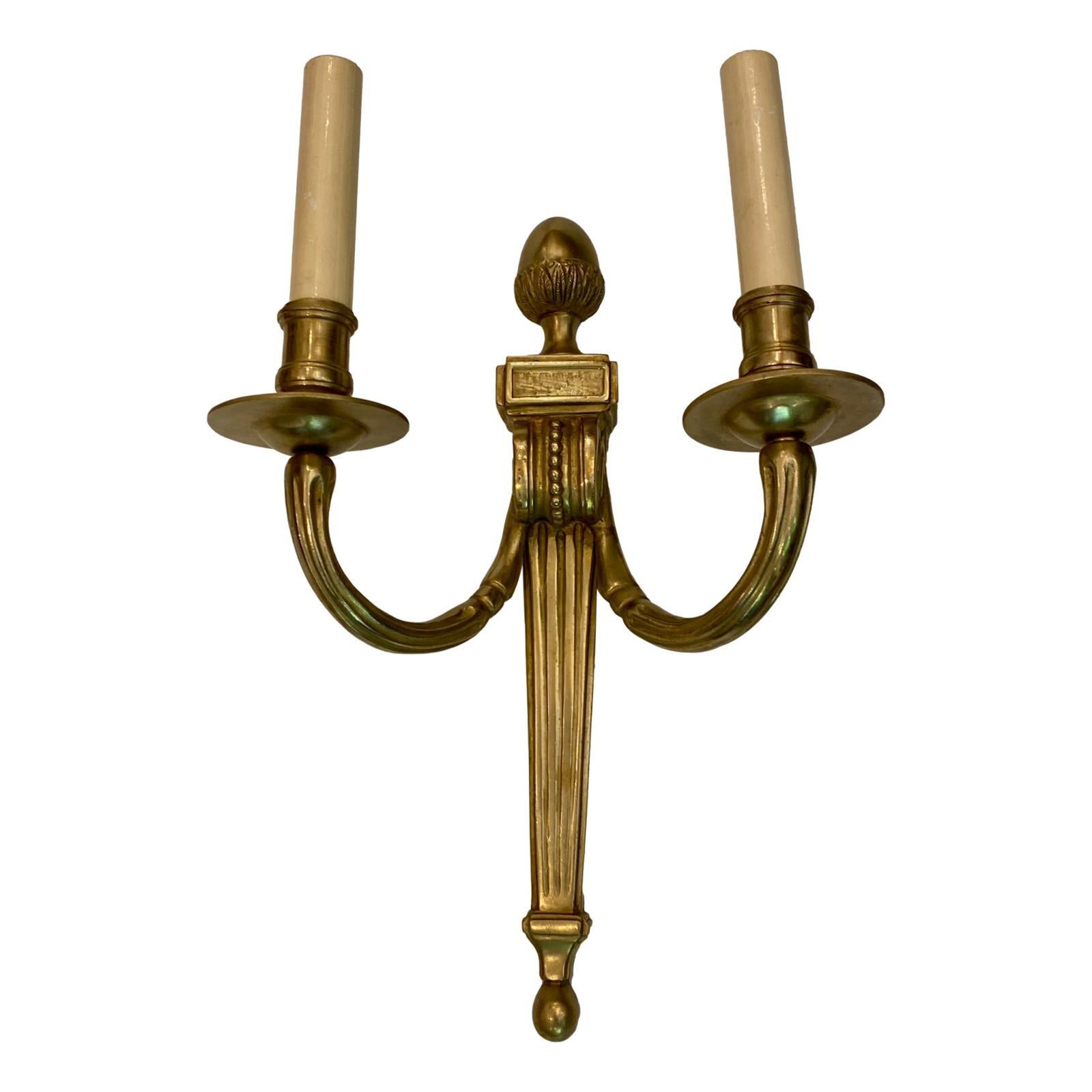 French Set of Neoclassic Style Bronze Sconces, Sold Per Pair For Sale