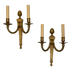 Antique Set of Neoclassic Style Bronze Sconces, Sold Per Pair