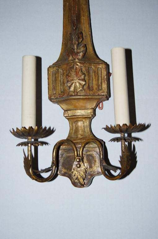 Set of Neoclassic Style Giltwood Sconces, Sold Per Pair In Good Condition For Sale In New York, NY