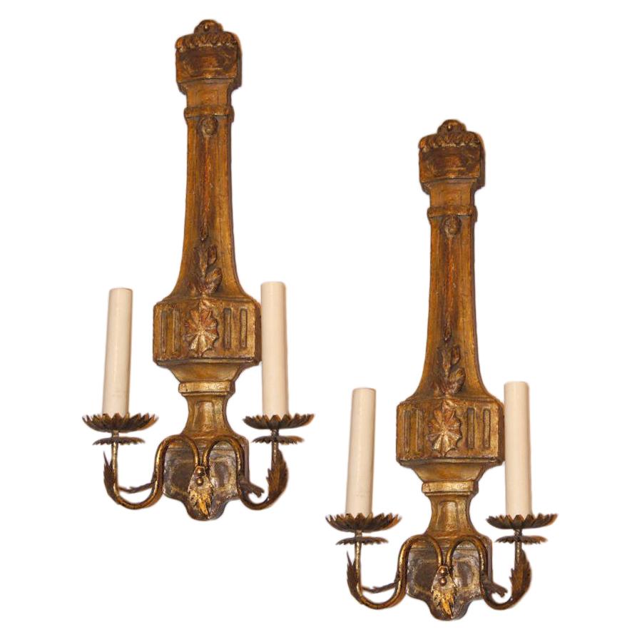 Set of Neoclassic Style Giltwood Sconces, Sold Per Pair