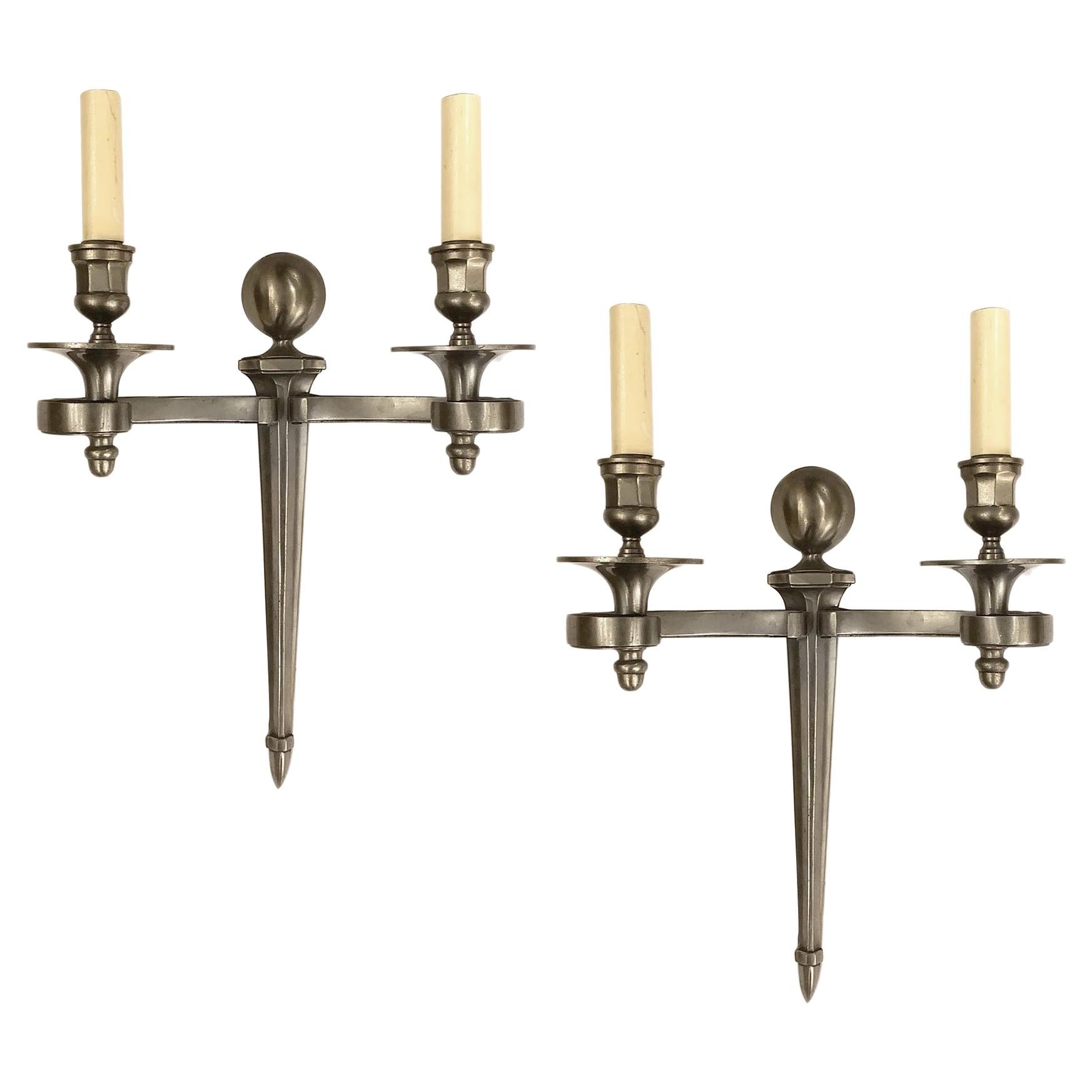 Set of Neoclassic Style Silver Sconces, Sold Per Pair For Sale