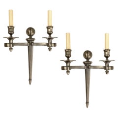 Set of Neoclassic Style Silver Sconces, Sold Per Pair
