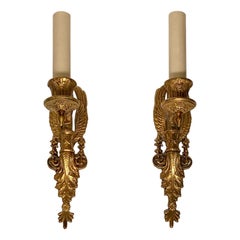 Set of Neoclassic Style Single Light Sconces, Sold Per Pair