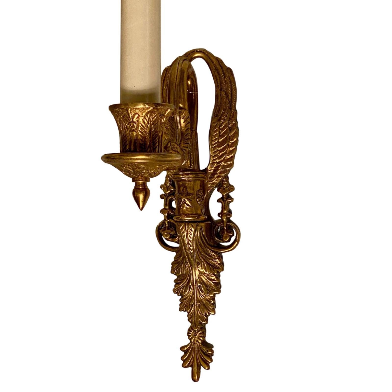 Cast Set of Neoclassic Style Single Light Sconces, Sold Per Pair For Sale
