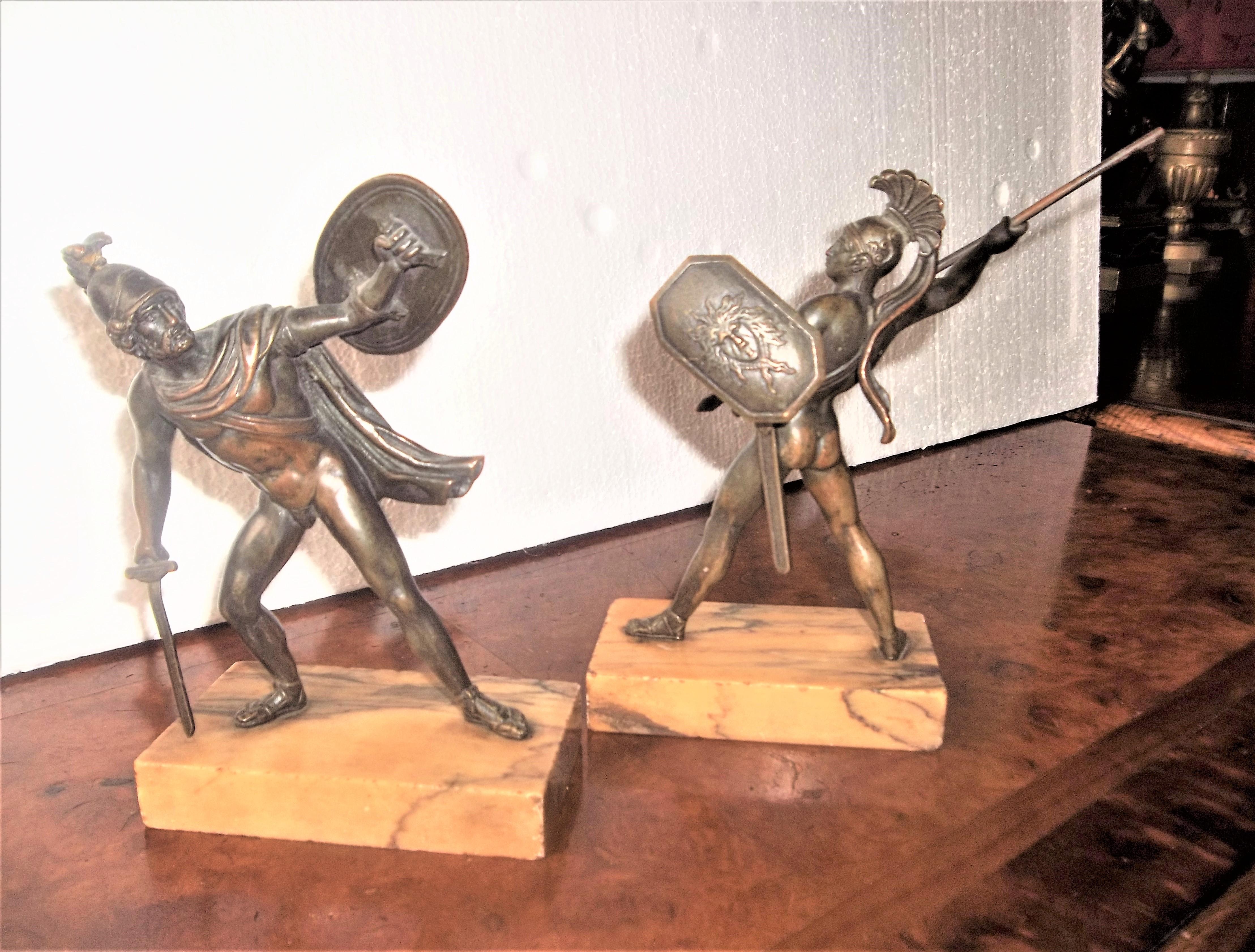 Set of Neoclassical Bronze Grand Tour Souvenirs of Warriors 7
