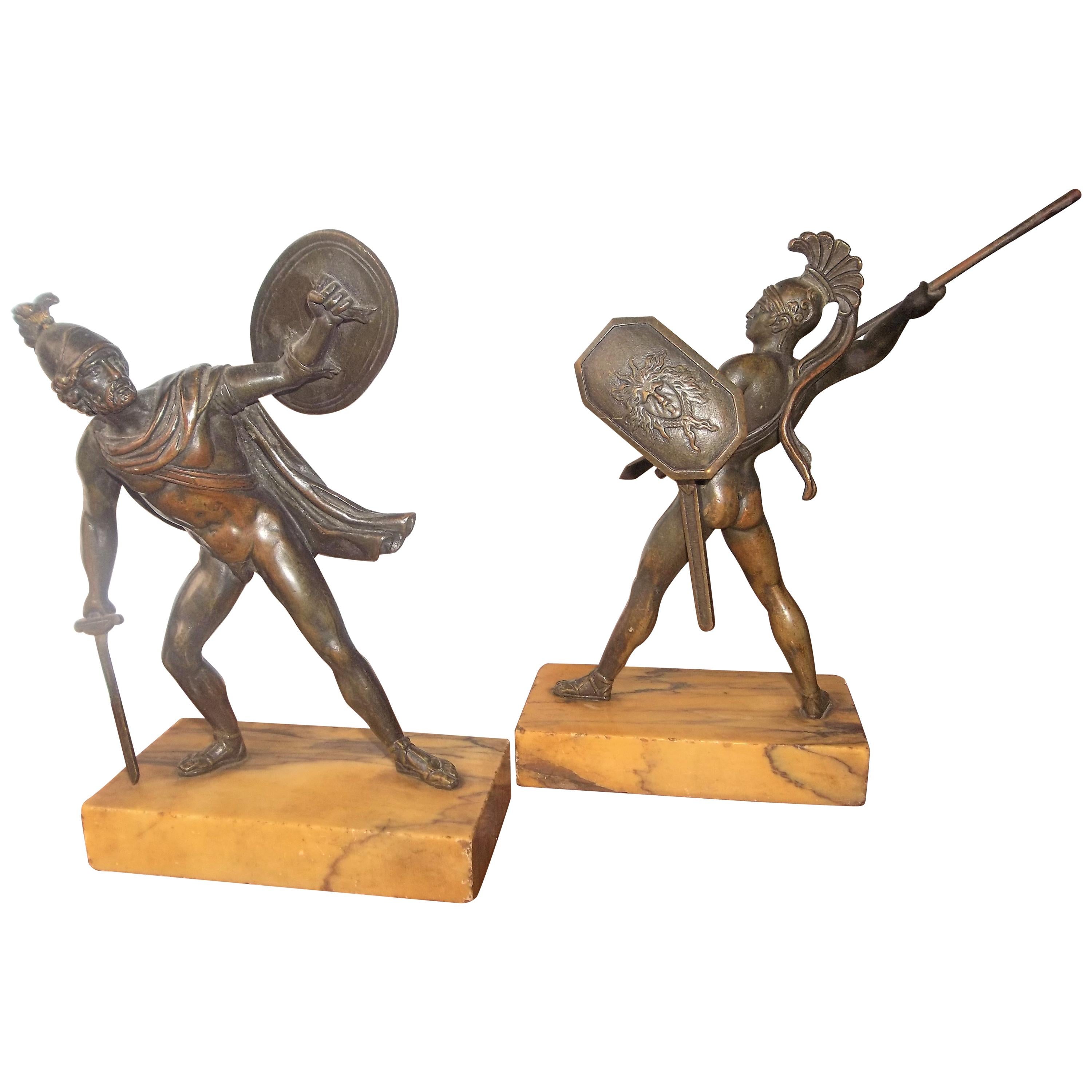 Set of Neoclassical Bronze Grand Tour Souvenirs of Warriors