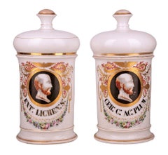 Set of Neoclassical Glazed Porcelain Apothecary/Pharmacy Jars Signed by Langlois