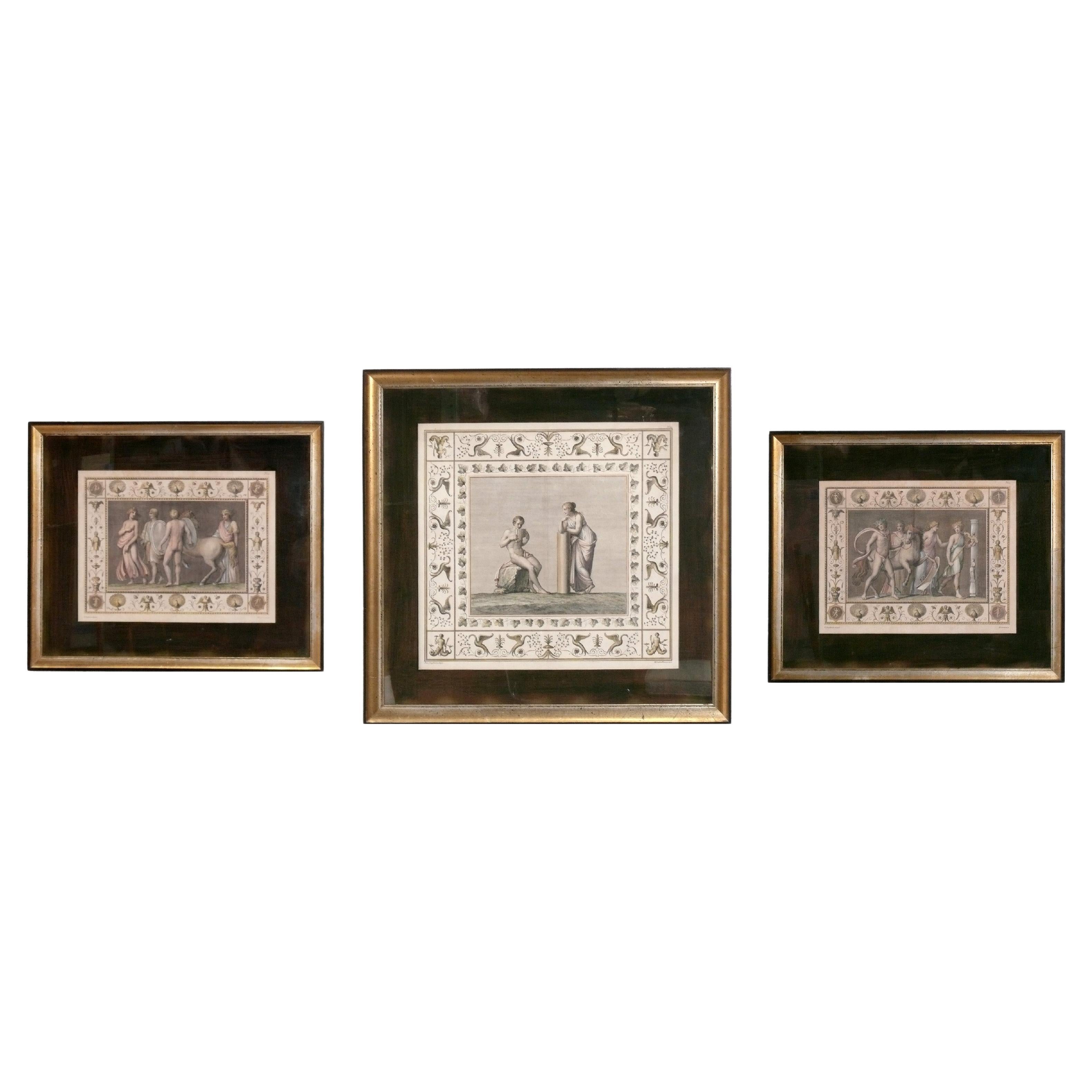 Ensemble d
eaux-fortes néoclassiques colorées à la main sur la mythologie grecque Marco Carloni Triptyque