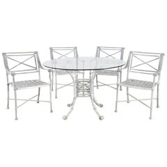Vintage Set of Neoclassical Salterini Style Aluminum Garden Dining Suite