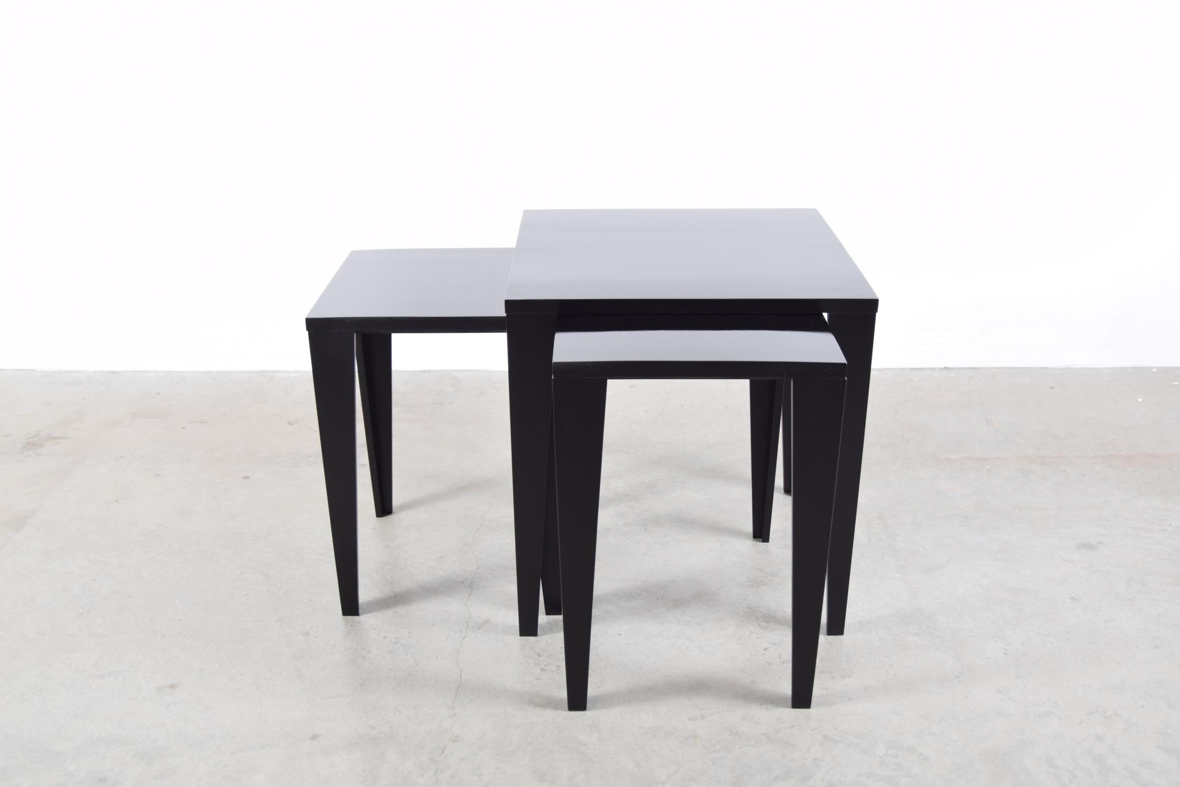 Lacquered Set of Nesting Tables by Fran Hosken For Sale