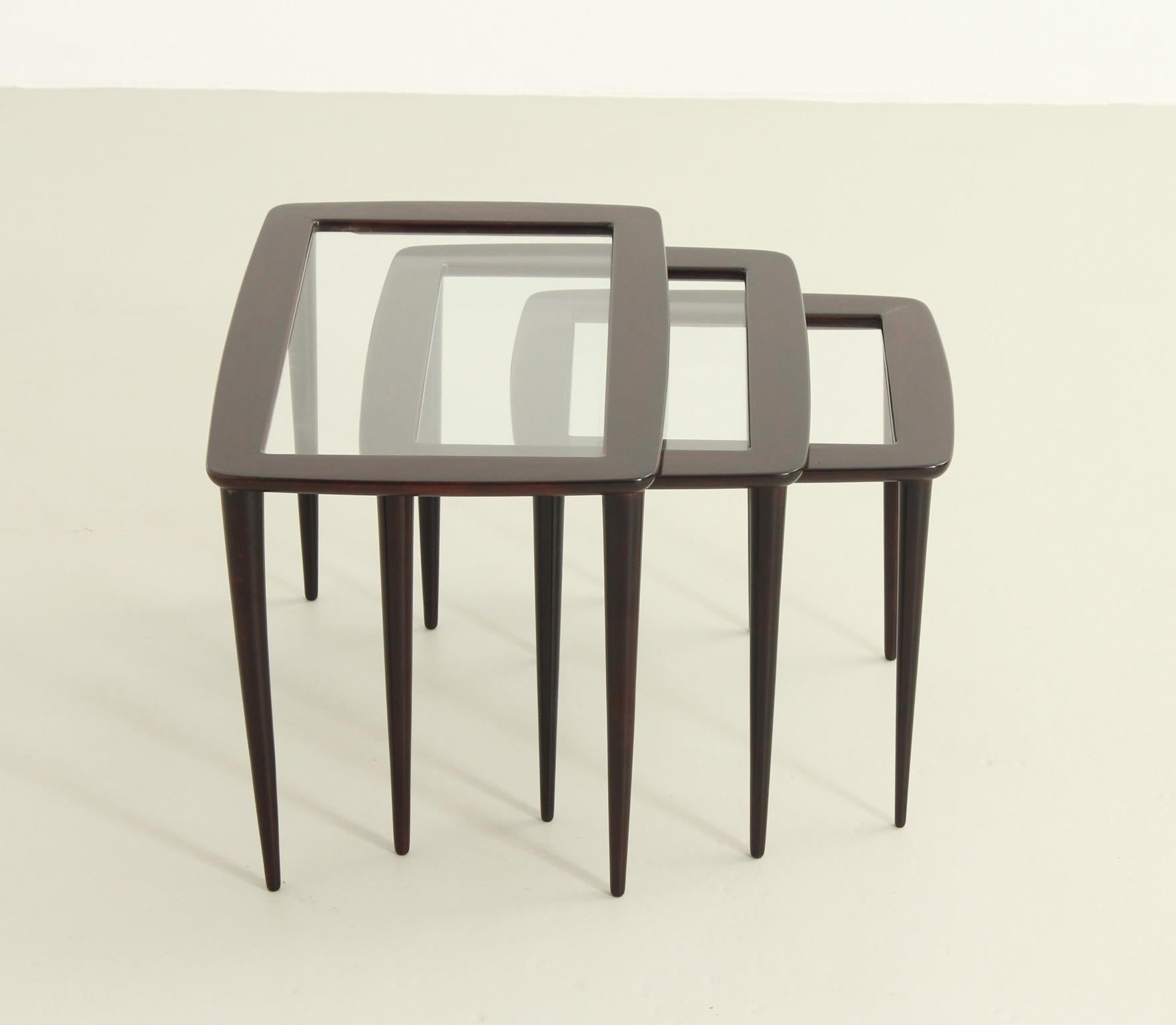 Wood Set of Nesting Tables by Ico Parisi for De Baggis, 1955 For Sale