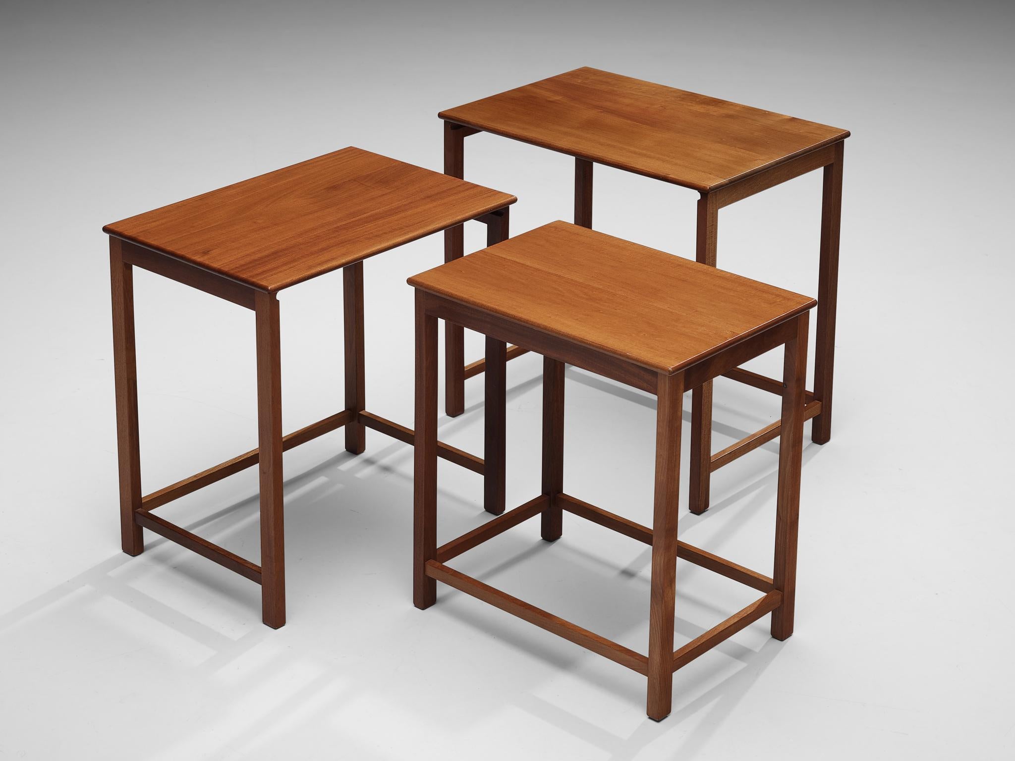 Scandinavian Modern Jacob Kjaer Set of Nesting Tables in Mahogany