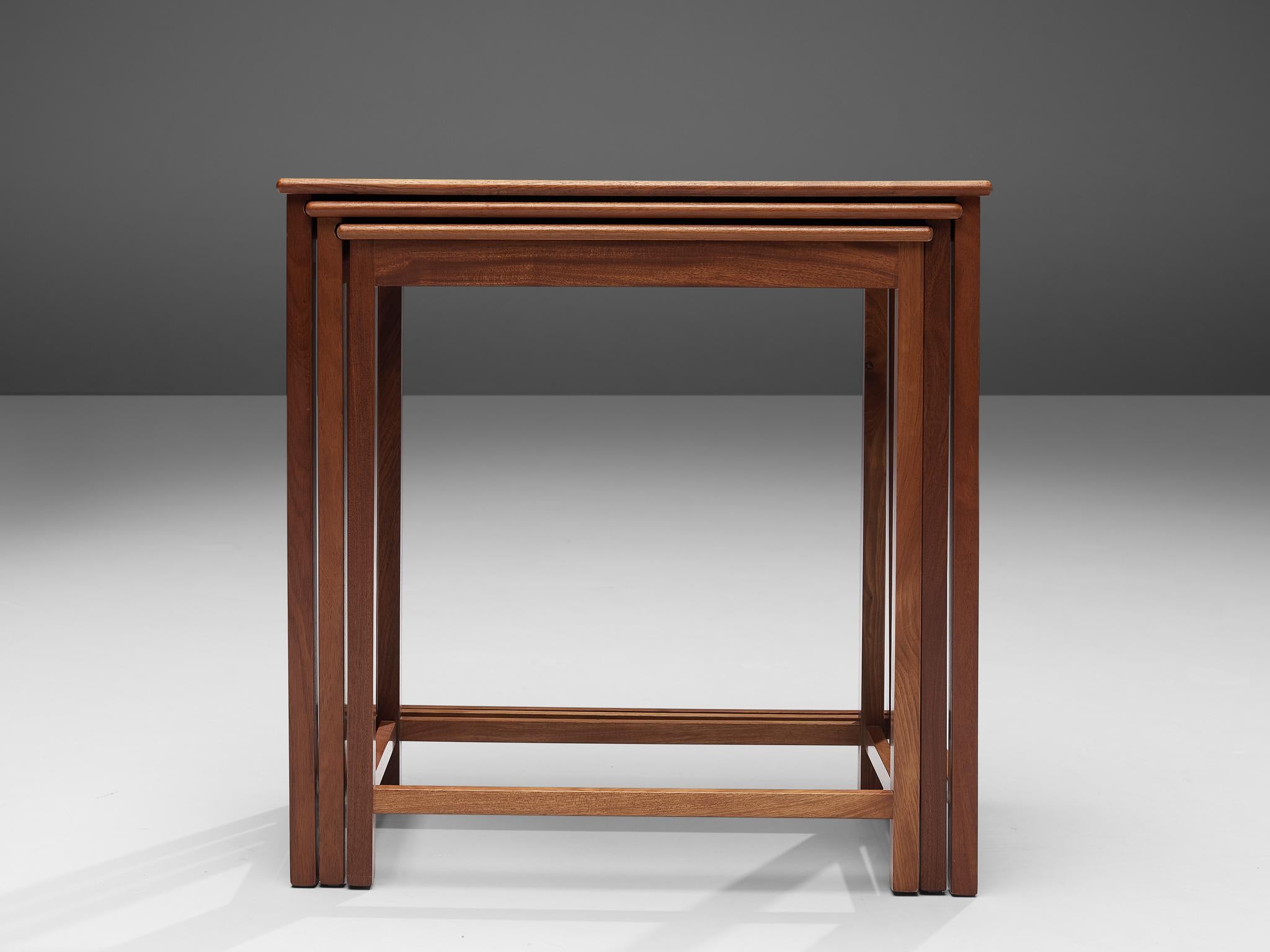 Mid-20th Century Jacob Kjaer Set of Nesting Tables in Mahogany