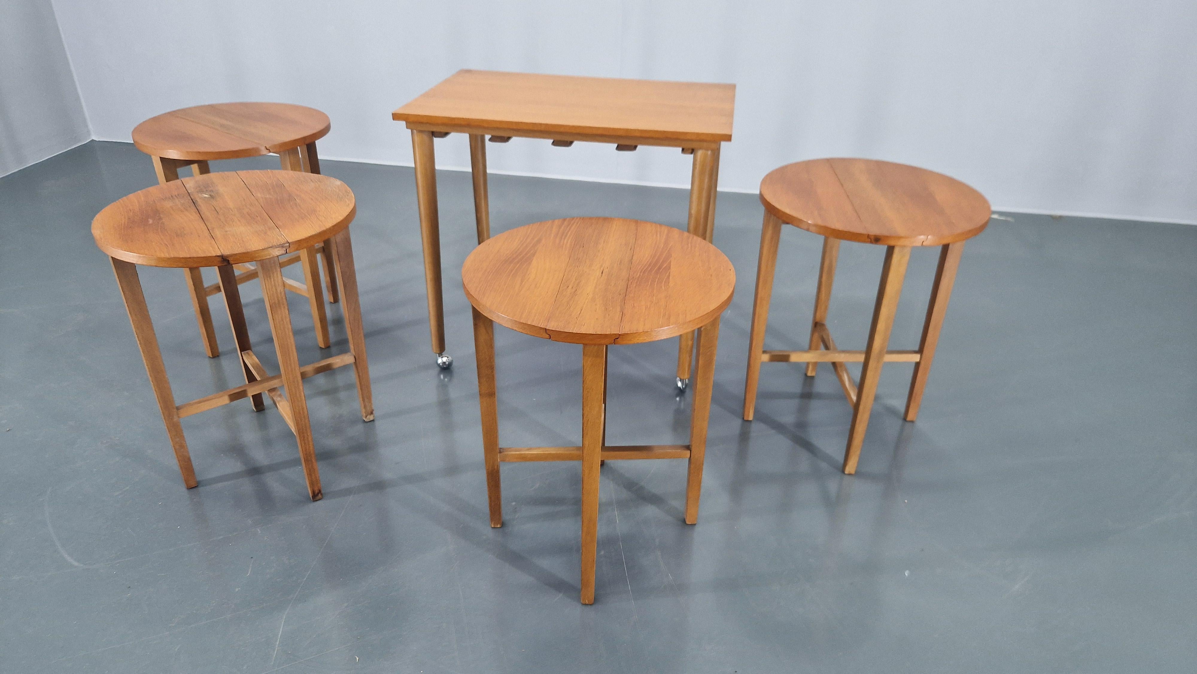 Wood Set of Nesting Tables, Designed by Poul Hundevad, Denmark, 1960s