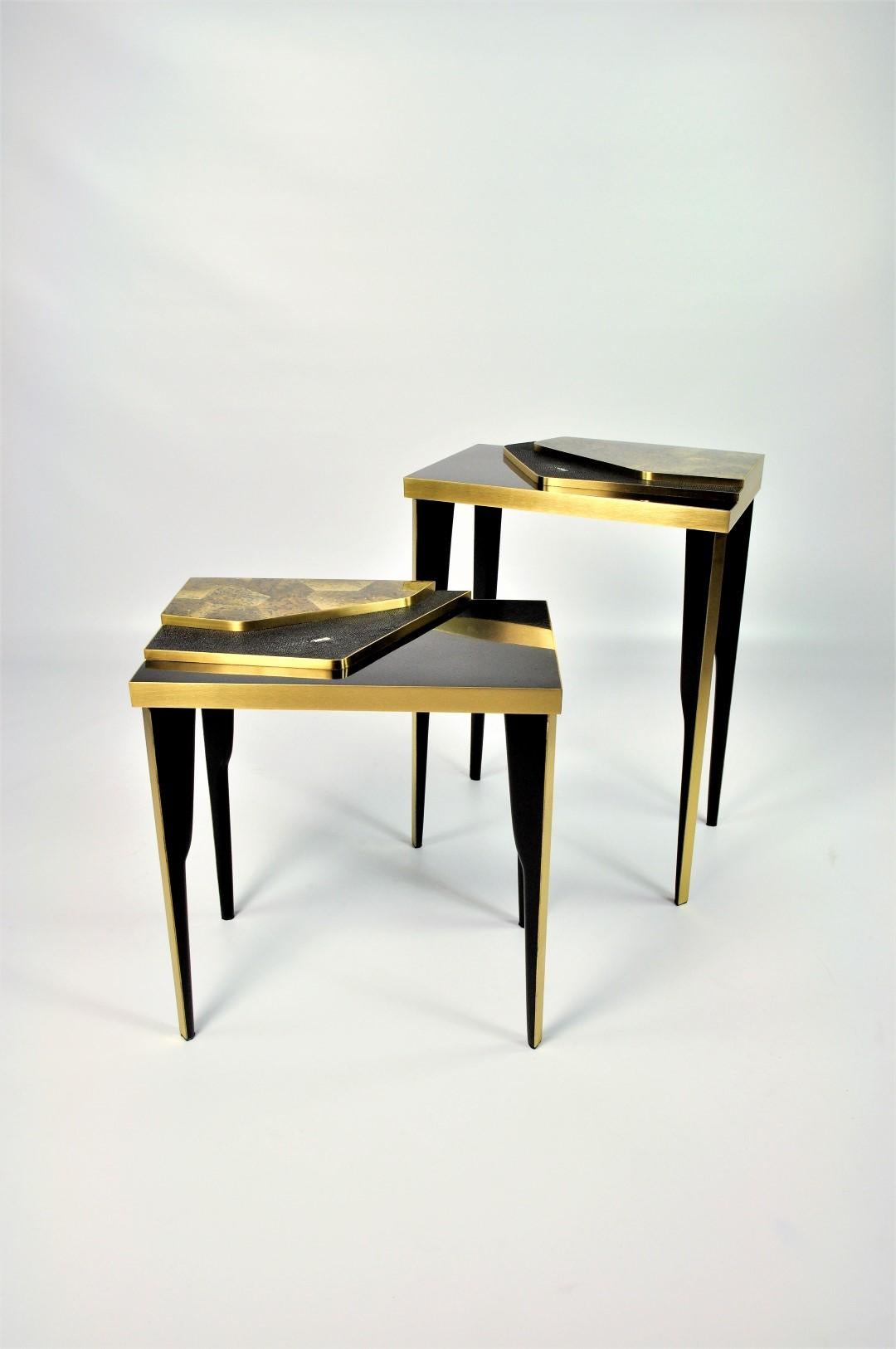 Set of Nesting Tables in Black Marquetry by Ginger Brown For Sale 2