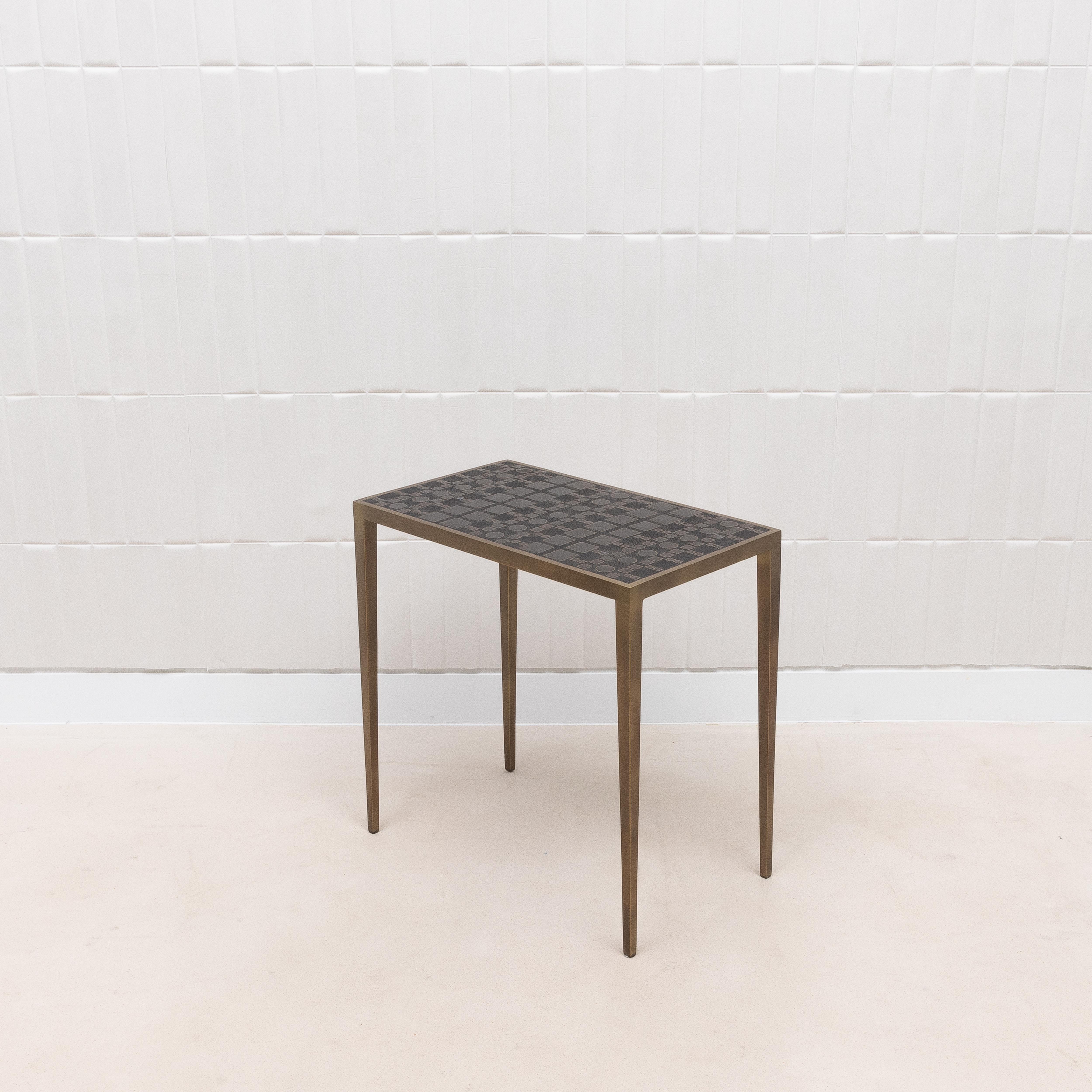 Set of Nesting Tables in Black Shagreen and Pen Shell with Brass by R&Y Augousti For Sale 9