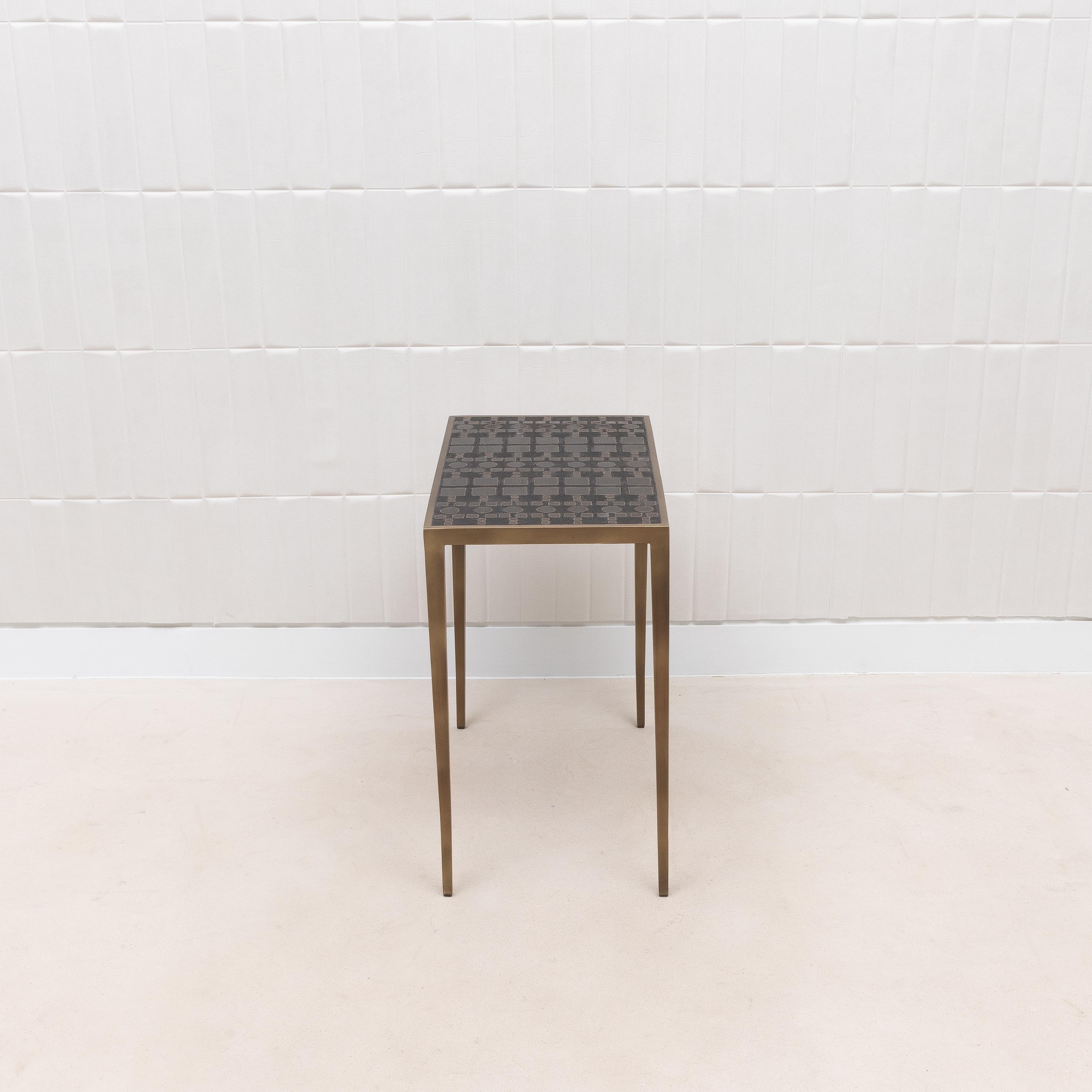 Set of Nesting Tables in Black Shagreen and Pen Shell with Brass by R&Y Augousti For Sale 10