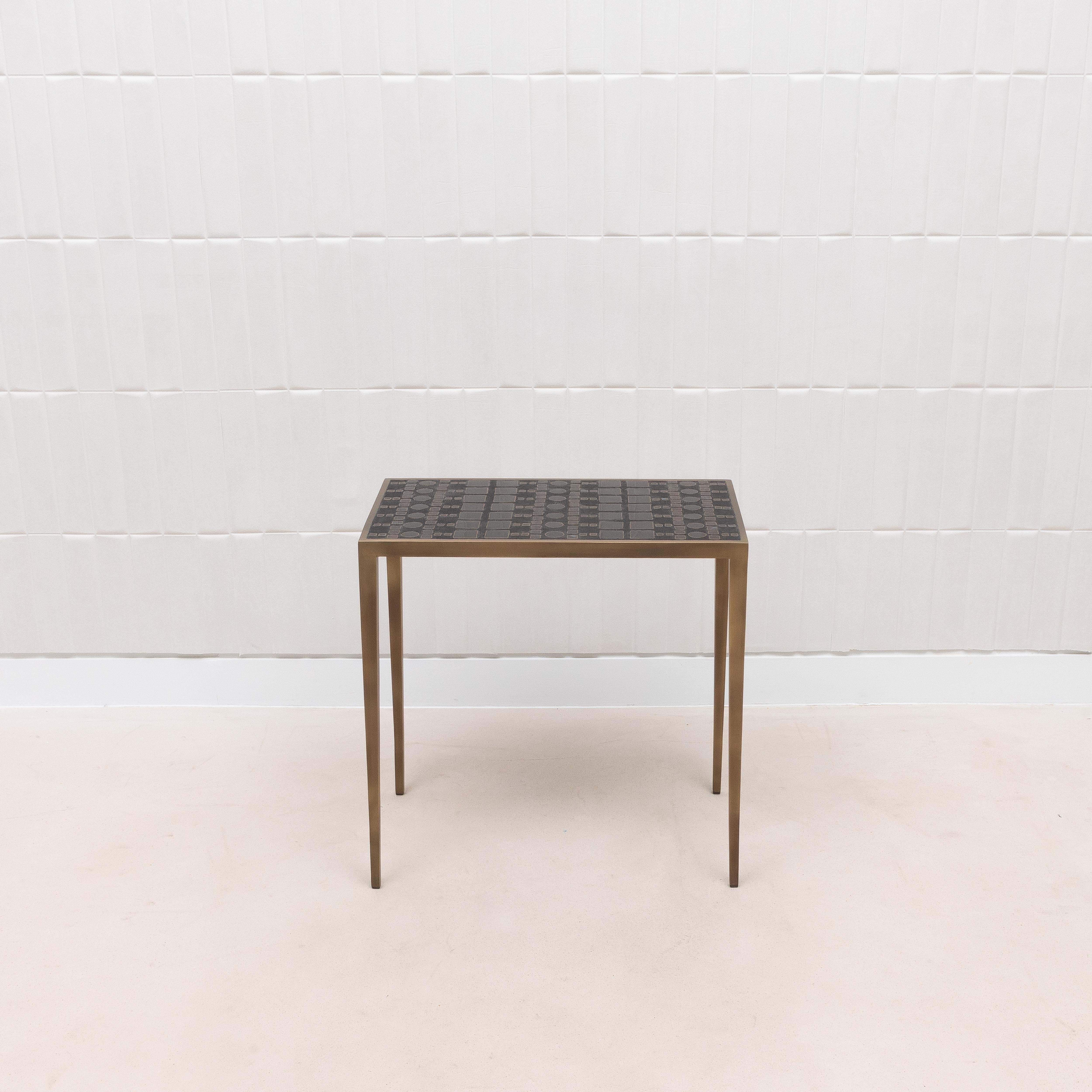 Set of Nesting Tables in Black Shagreen and Pen Shell with Brass by R&Y Augousti For Sale 12