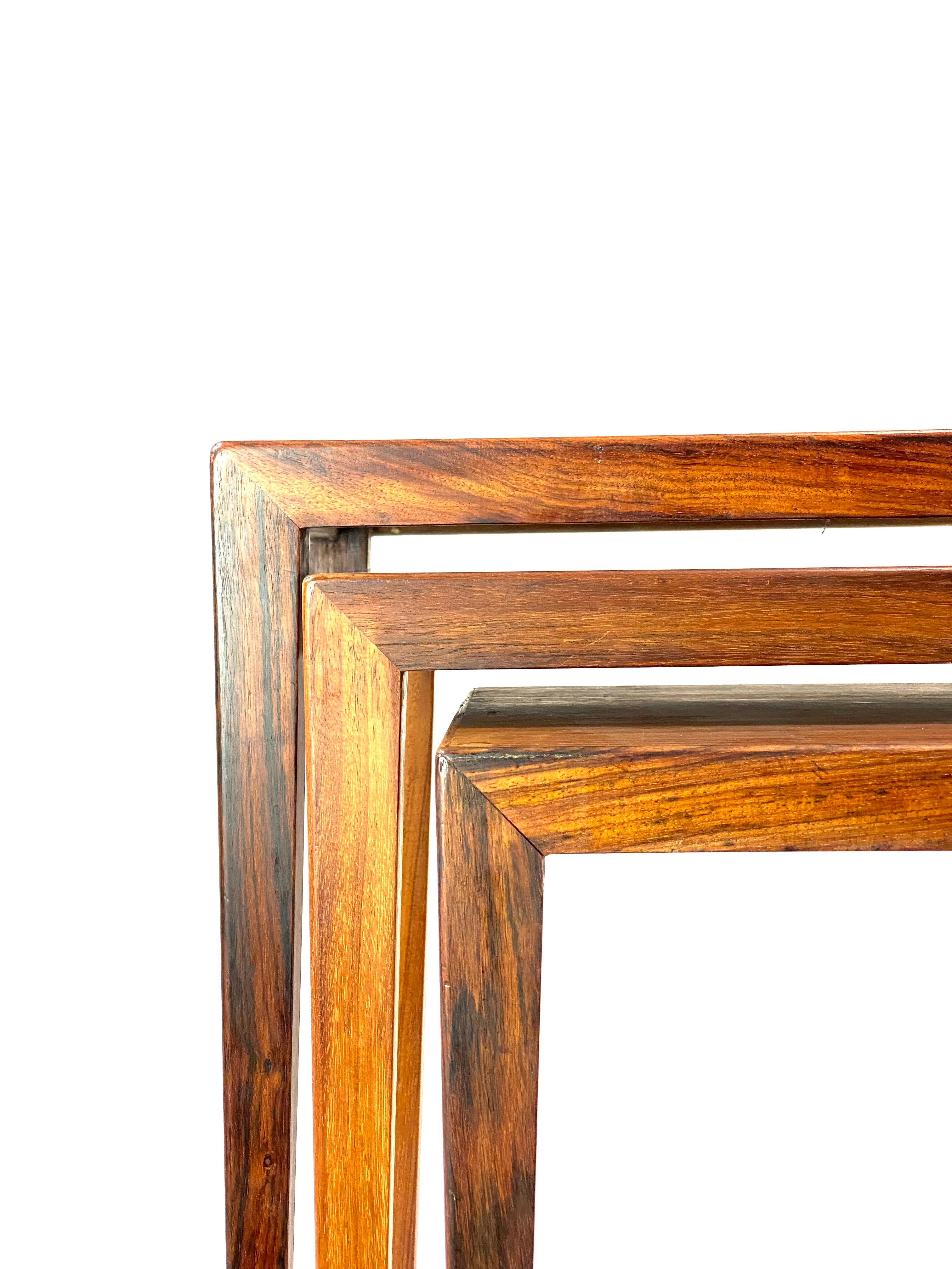 Set of Nesting Tables Made In Rosewood by Haslev Furniture Factory From 1960s 4