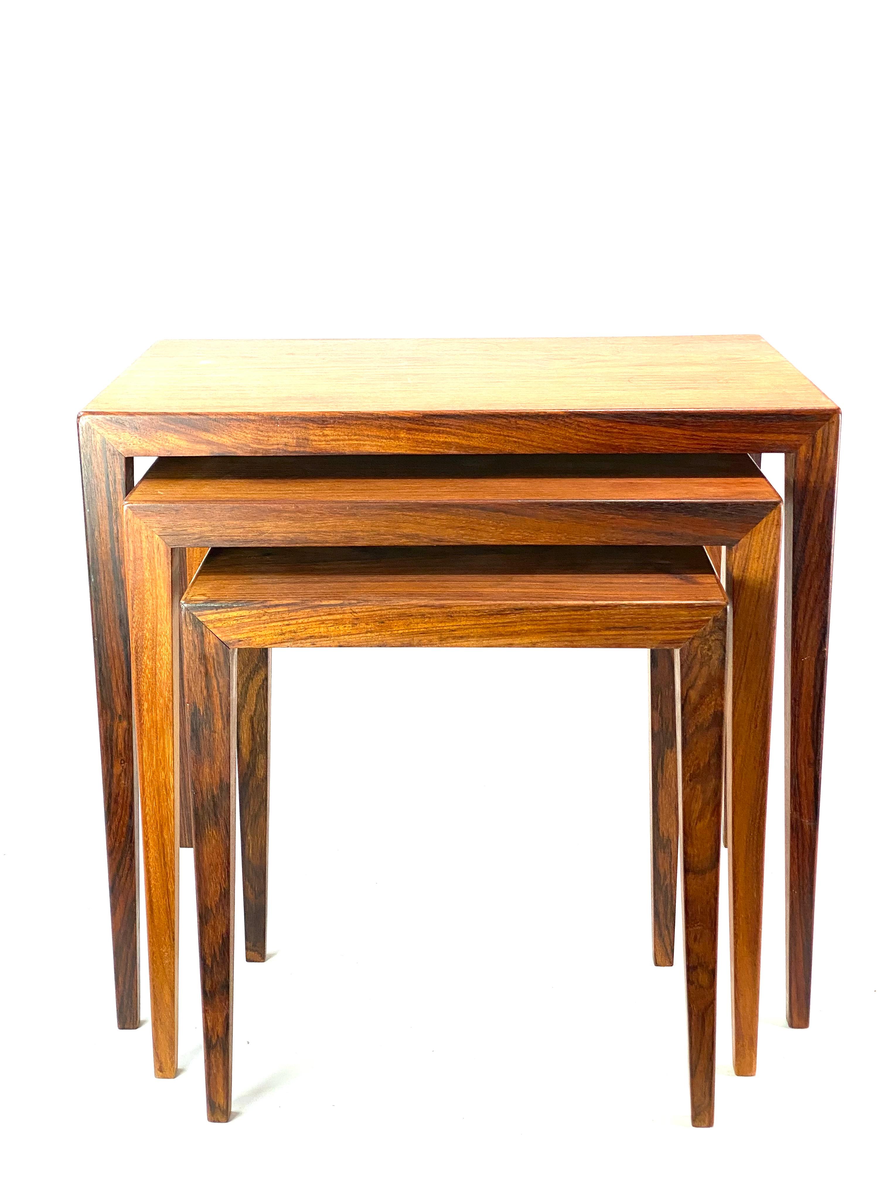 Set of Nesting Tables Made In Rosewood by Haslev Furniture Factory From 1960s 5