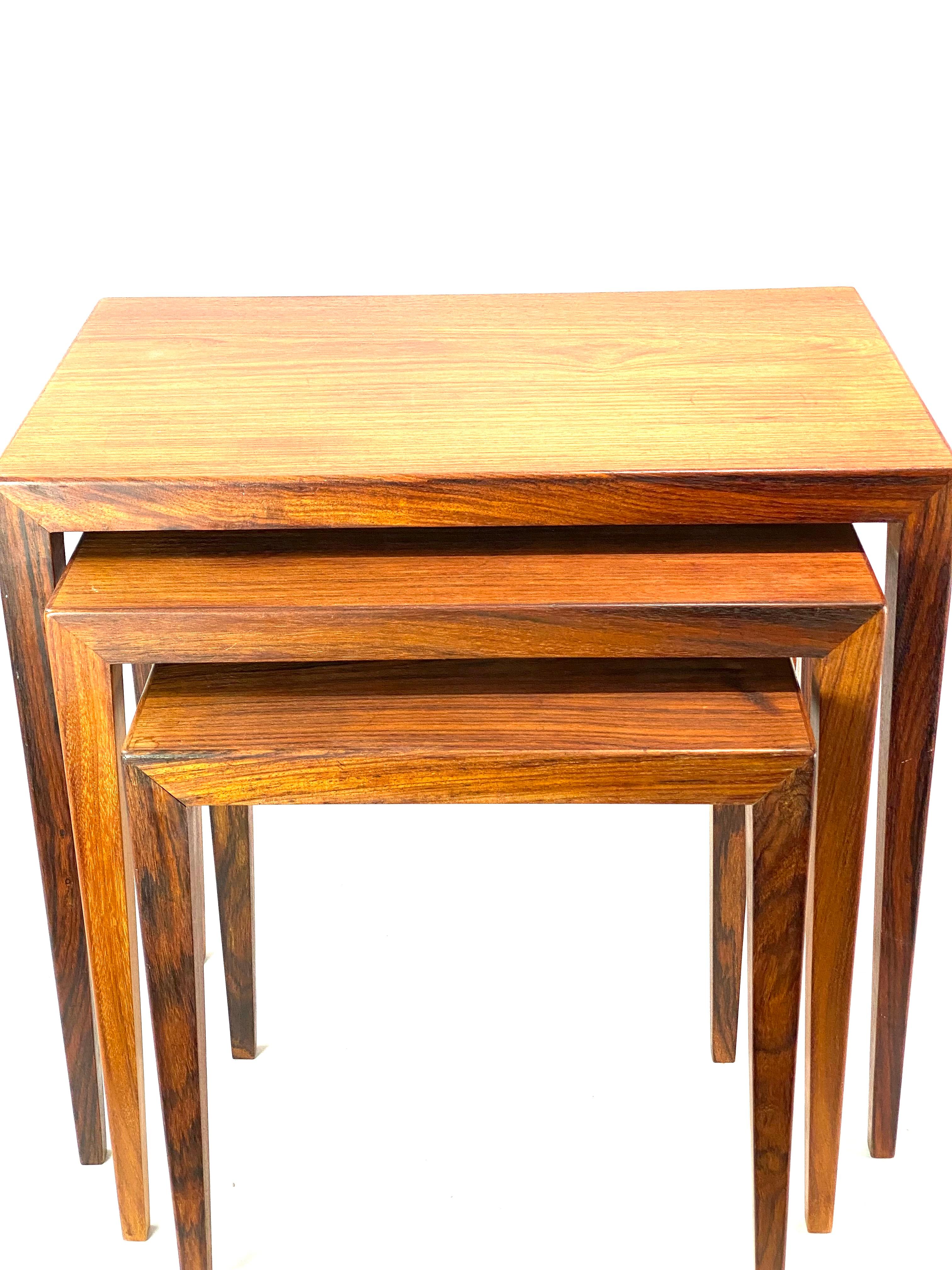 Set of Nesting Tables Made In Rosewood by Haslev Furniture Factory From 1960s 3