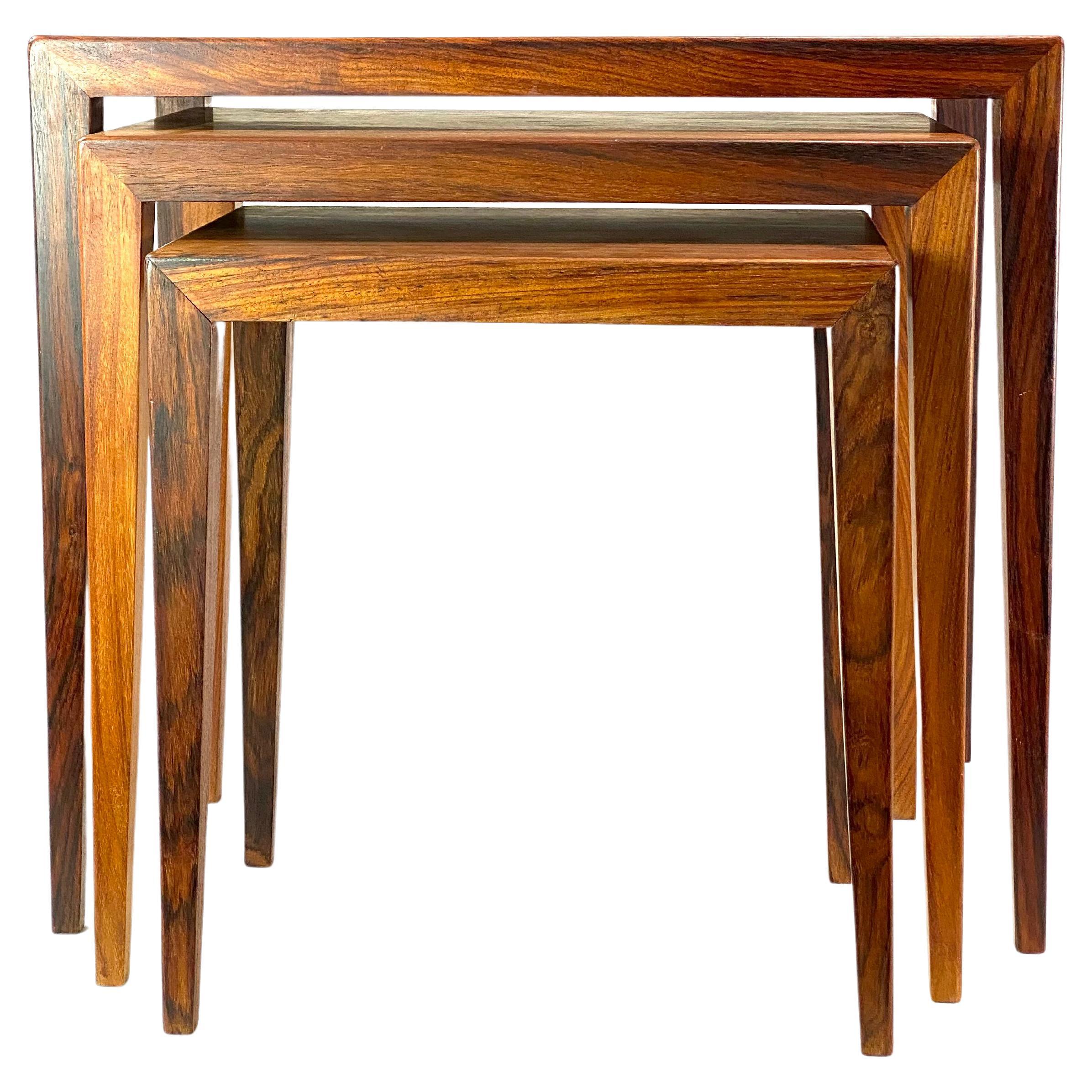 Set of Nesting Tables Made In Rosewood by Haslev Furniture Factory From 1960s