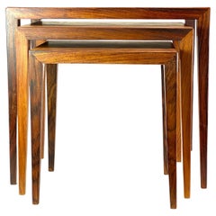 Set of Nesting Tables in Rosewood by Haslev Furniture Factory in the 1960s