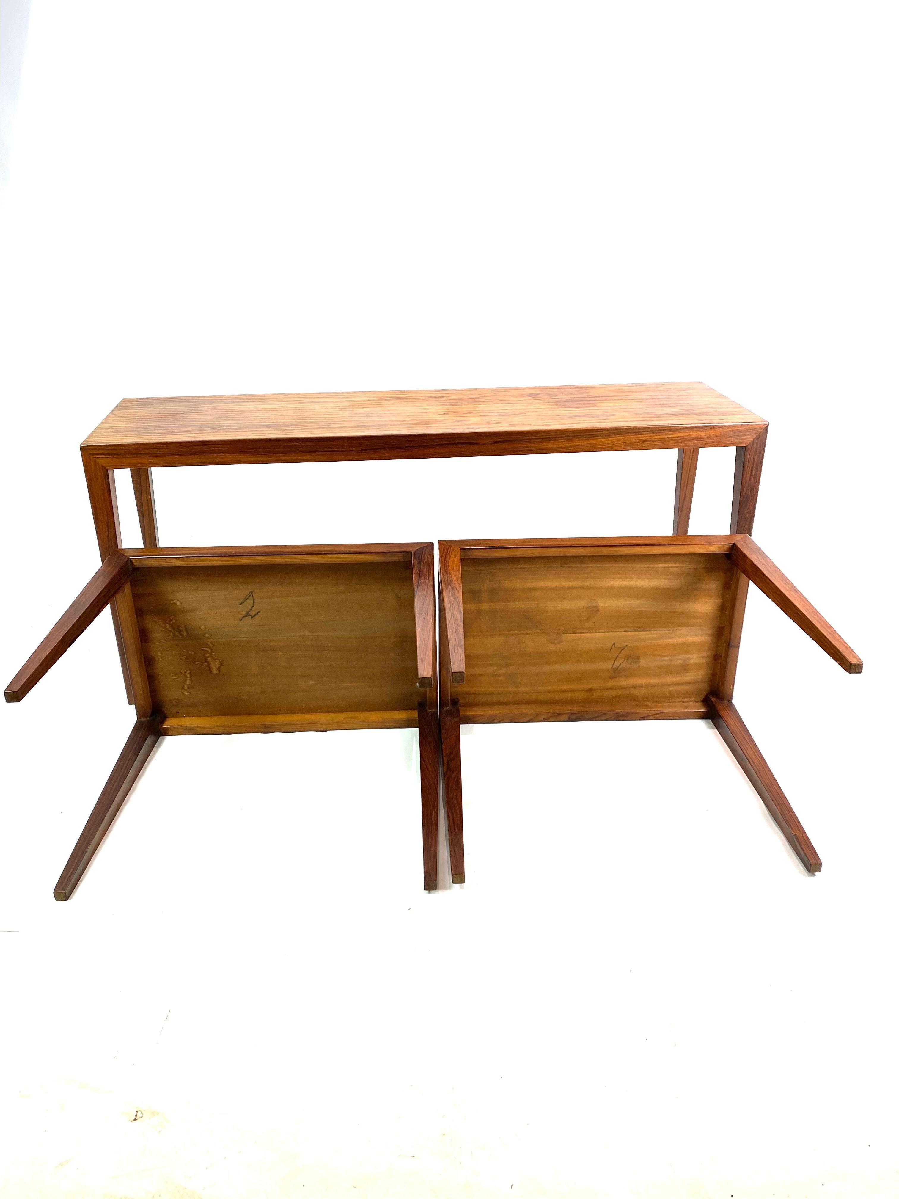 Set of Nesting Tables in Rosewood of Danish Design by Haslev Furniture, 1960s In Good Condition In Lejre, DK