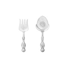 Set von neuen Georg Jensen-Fischserviergeschirr aus Sterlingsilber mit Ornamenten, Muster 55