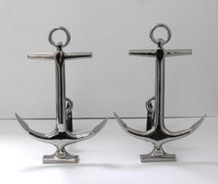 Set of Nickel Plated Anchor Andirons