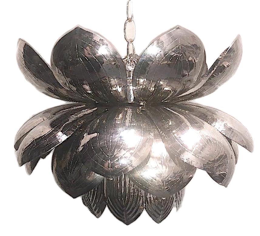 italien Ensemble de luminaires à fleurs de lotus en métal nickelé, vendus individuellement en vente