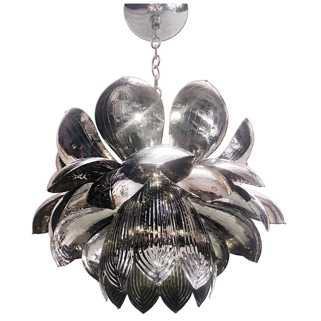 Set of Nickel-Plated Lotus Flower Fixtures, Sold Individually