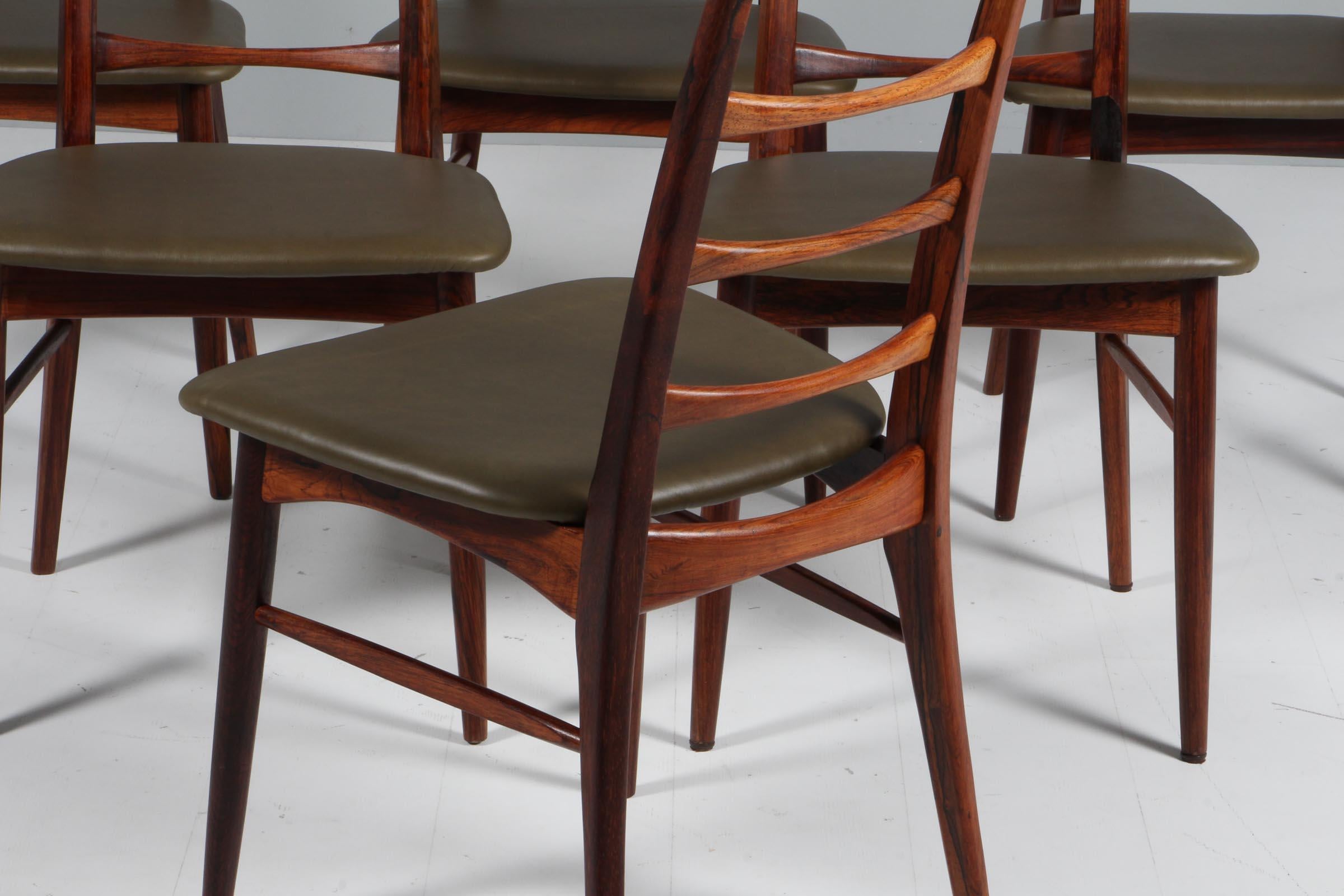 Leather Set of Niels Koefoed Dining Chairs, Model 