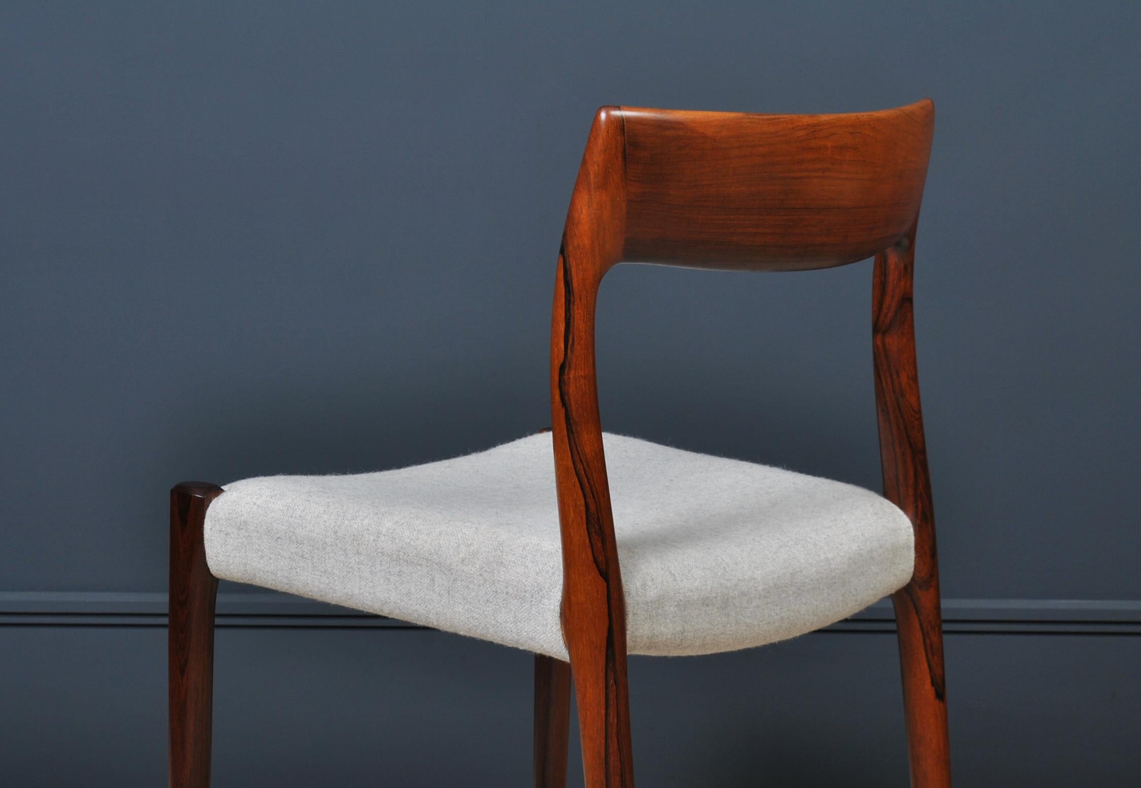 Set of Niels O. Moller Rosewood Dining Chairs, Model 77 4