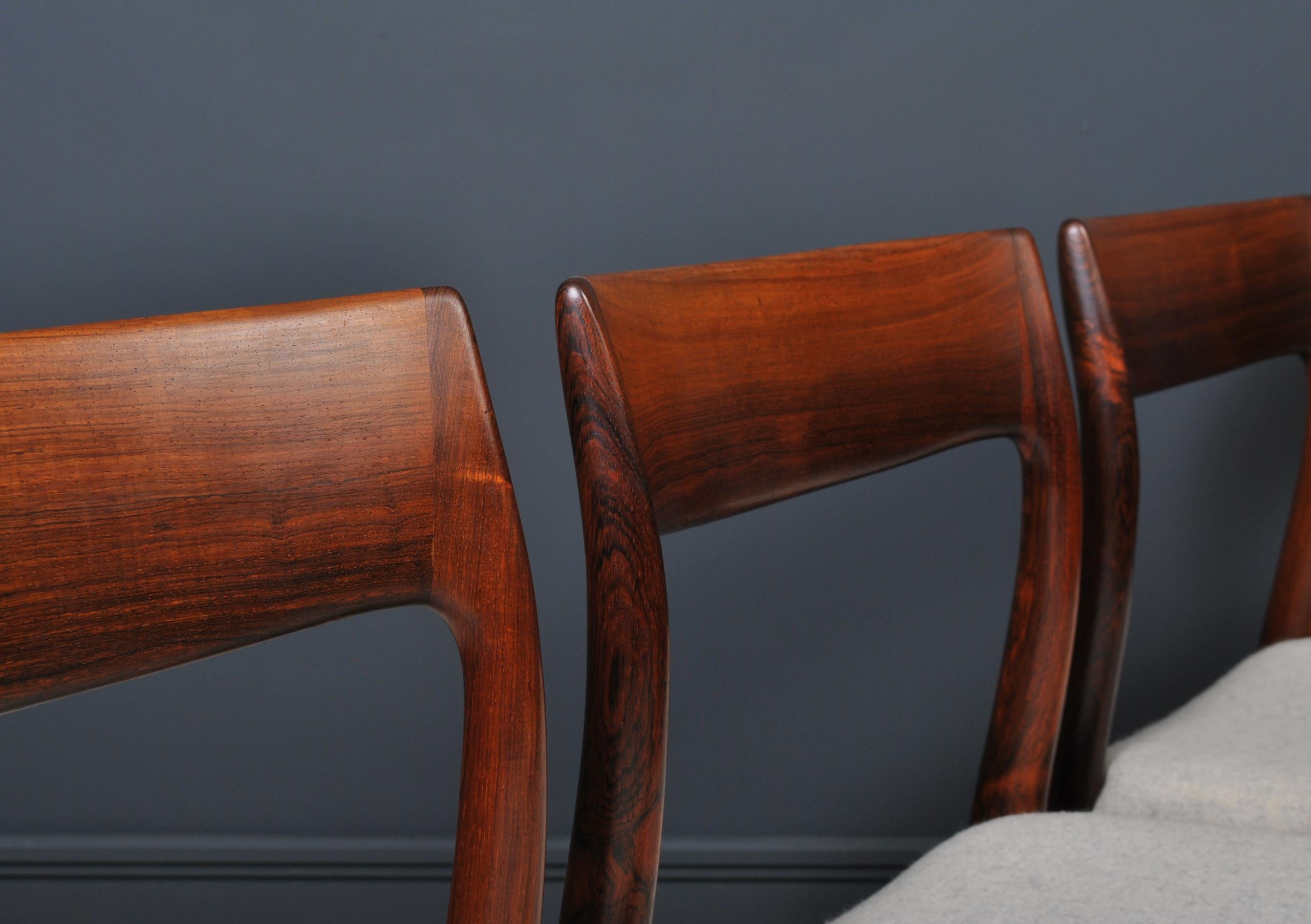 Set of Niels O. Moller Rosewood Dining Chairs, Model 77 5