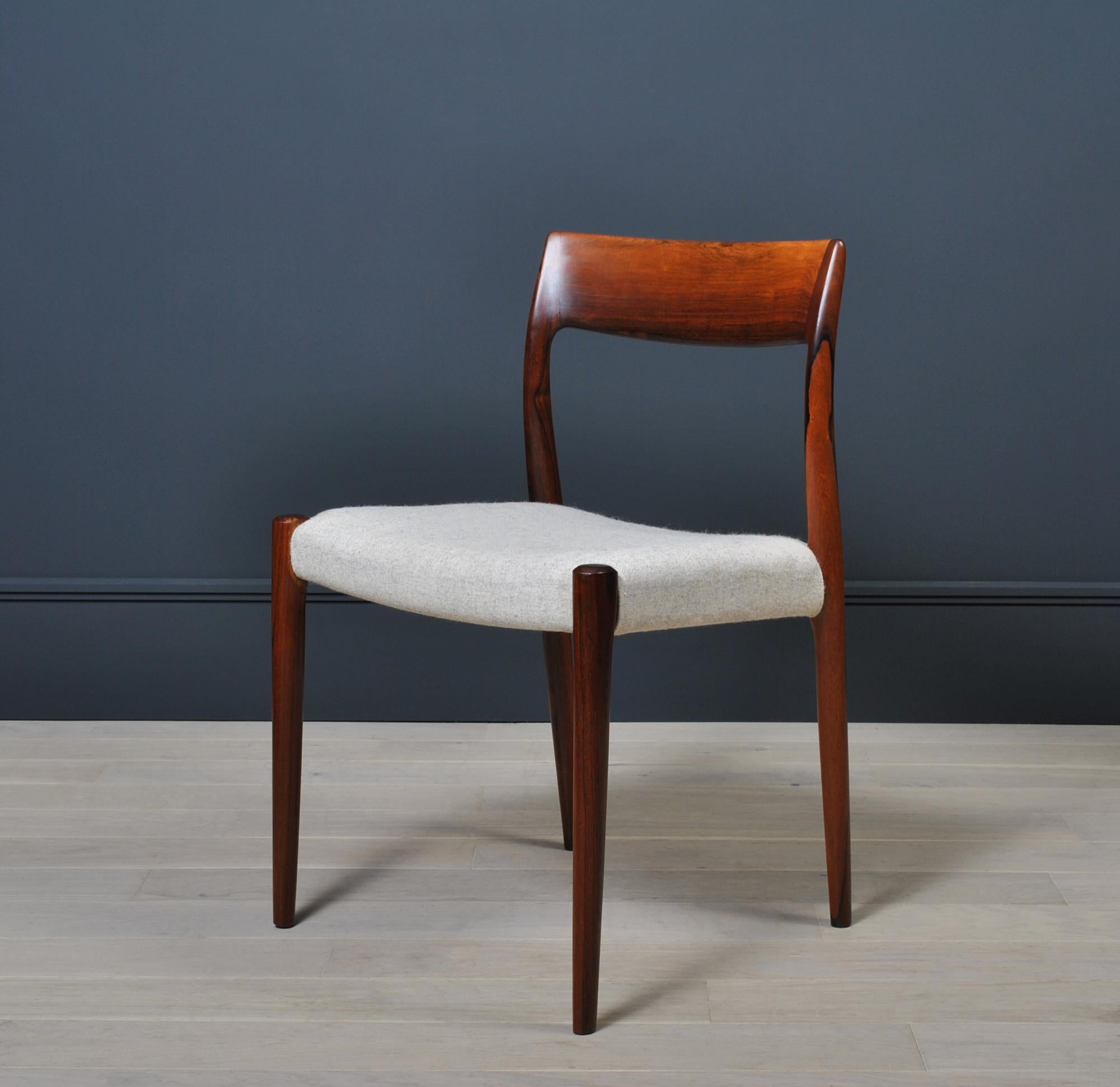 Set of Niels O. Moller Rosewood Dining Chairs, Model 77 7