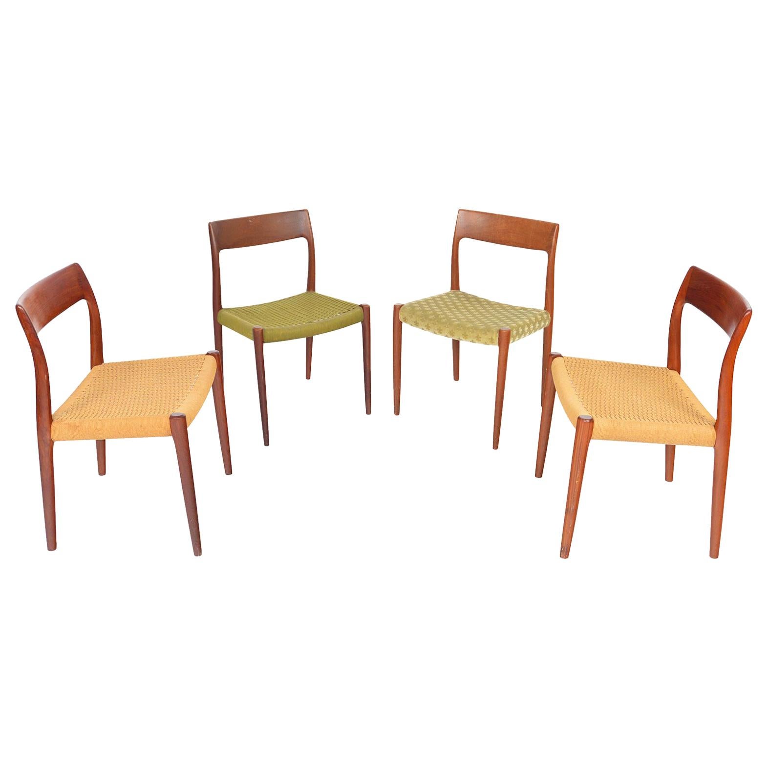 Set of Niels Otto Møller Model 77 Danish Modern Dining Chairs in Teak
