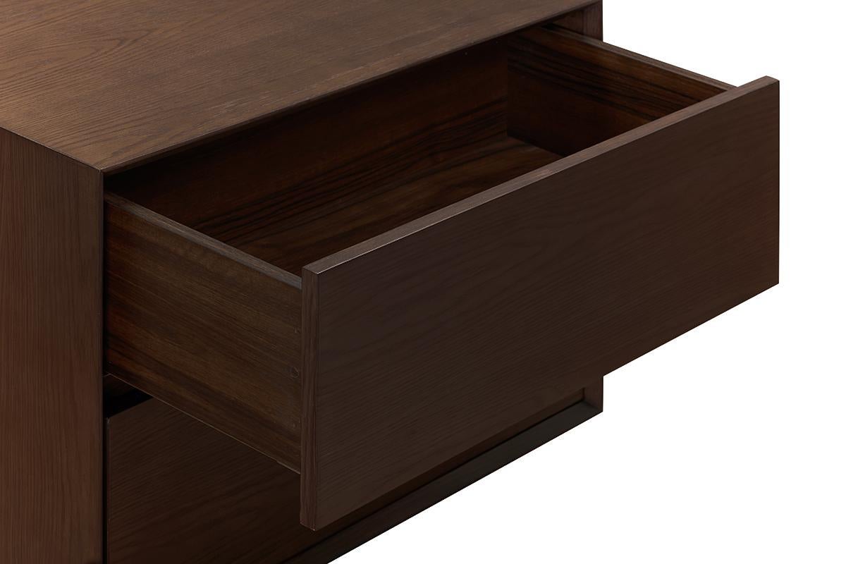 Hand-Crafted Set of  Night Tables - Modern Bedroom Storage - Walnut Color Finish For Sale