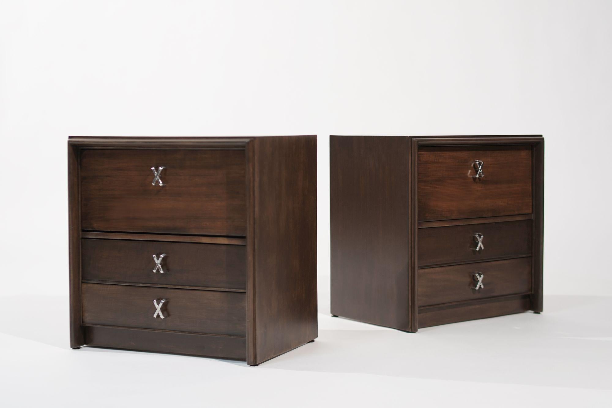 Nickel Set of Nightstands by Paul Frankl, C. 1950s For Sale