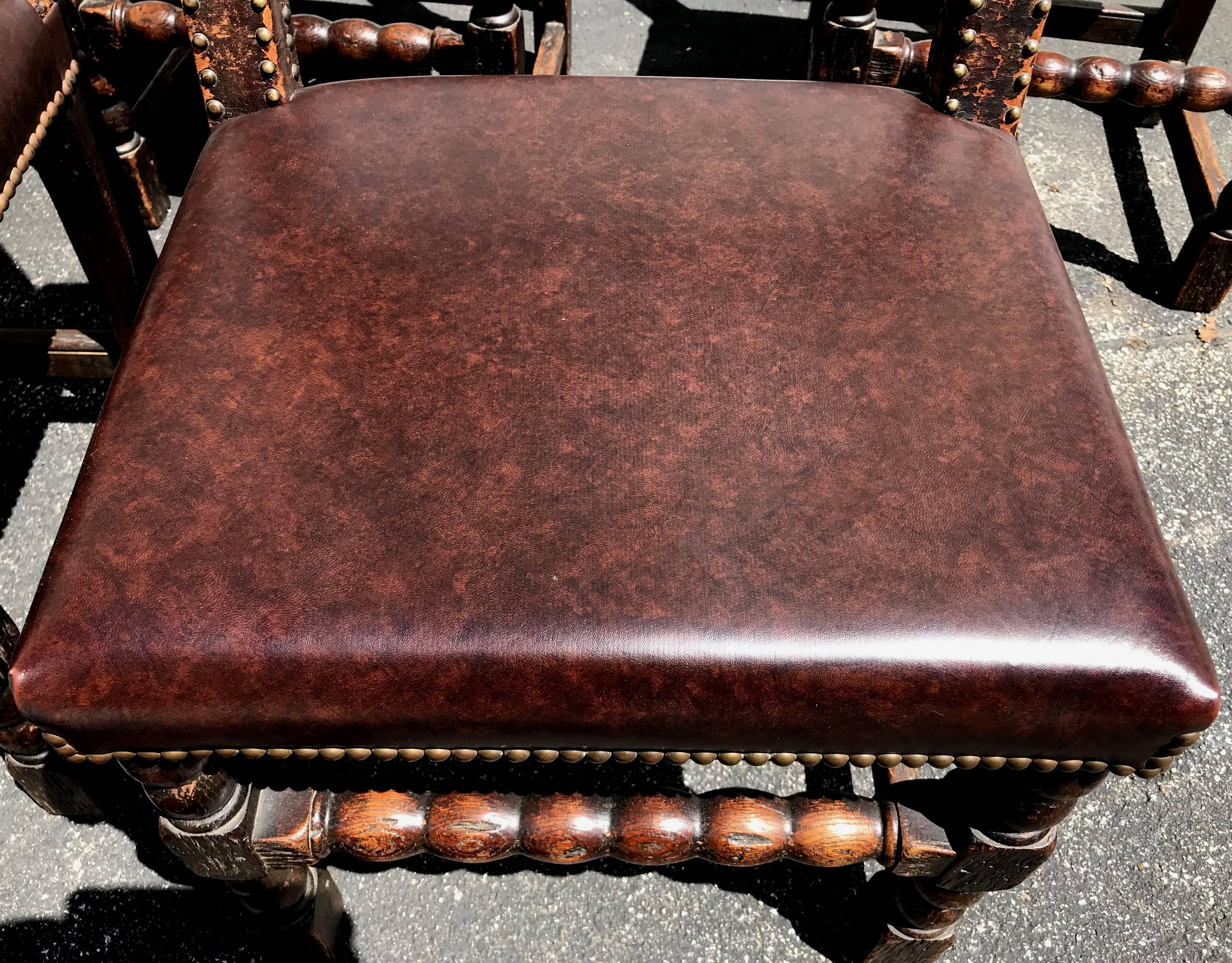 Set of Nine 17th or 18th Century Continental Dining Chairs with Leather Backs 5