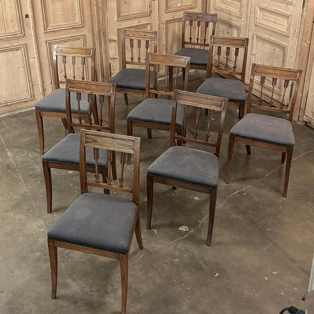 Set of Nine 18th Century French Directoire Dining Chairs Directorio en venta